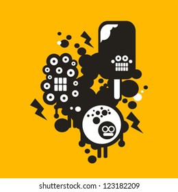 Three crazy monsters. Vector illustration #4.