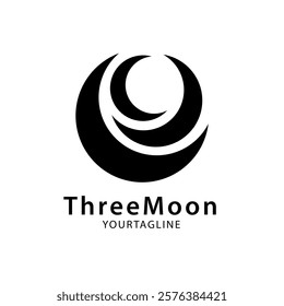 Three crescent moon logo with a simple and unique style, suitable for your e-sports logo, clothes, brand