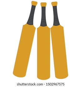 Three Cricket Bats - Cartoon Vector Image