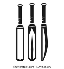 Three cricket bats icon. Simple illustration of three cricket bats vector icon for web design isolated on white background