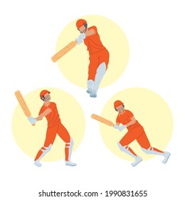 three cricket players team red