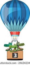 Three crocodiles enjoying a balloon flight together