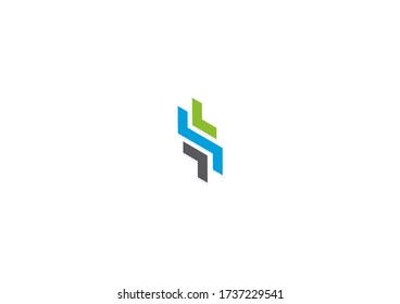 concepto de diseño de logotipo vectorial de tres líneas recortadas