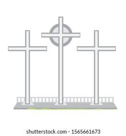 Three cross monument over a white background - Vector illustration