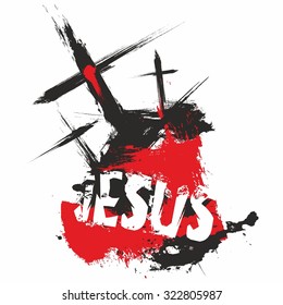 Three crosses. Jesus. Illustration.