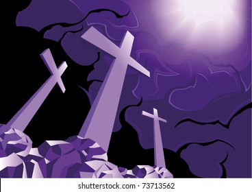 Three crosses and the light of resurrection