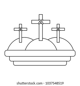 three crosses in the mountain religious scene vector illustration outline design
