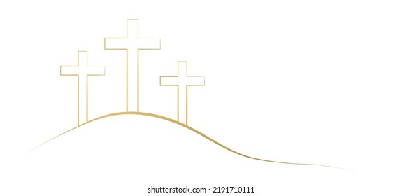 three crosses on the hill, crucifixion of Jesus Christ, Good Friday concept- vector illustration