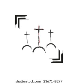 Tres cruces una en la sangre. Ilustración vectorial. EPS 10.