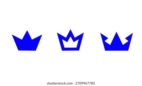 Conjunto de iconos de tres coronas azules