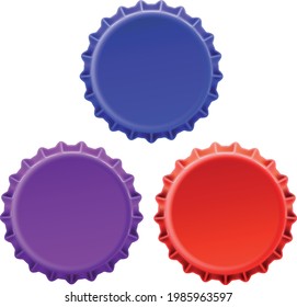 Tres capas de la corona en morado, azul y rojo