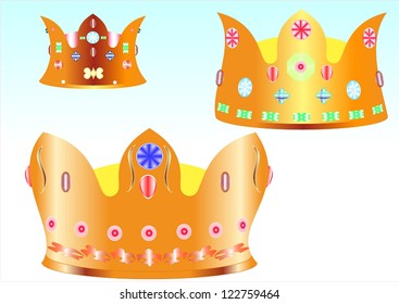 Three crown like fiction, may include Caspar, Melchior and Balthazar They are gold, adorned with diamonds, agate, rubies, aquamarines