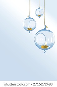 Tres esferas de candelabros de cristal
