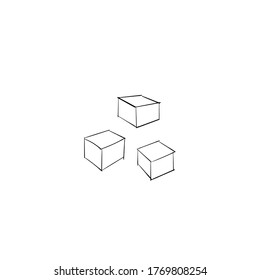 
Three cubes depicted in black outline on a white background. Use for illustrations, web design, training, advertising, packaging. Vector, outline.