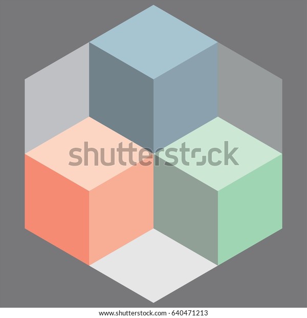 Three Cubes Isometric Representation Stock Vector (Royalty Free) 640471213