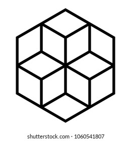 Three cubes in isometric view