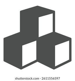 Three cubes of program data solid icon, neural network concept. Vector graphics. Database storage, data training sign on white background, glyph style icon for mobile or web design