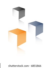 Three cubes with reflections
