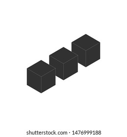 Three cubes in row, Layout Icon. Vector Layers Icon vector icon isolated on white background.