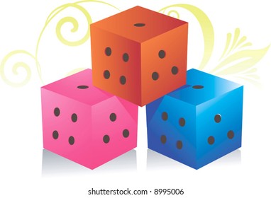  three cubes used for playing	