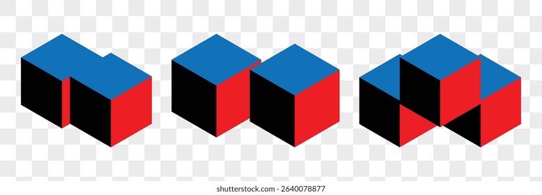 Three cubes vector icon on isolated background