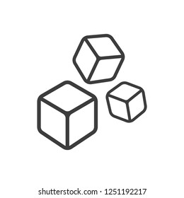 Three cubes vector line icon