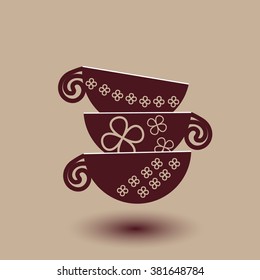 Three cups coffee
Three cups on a pastel background 
