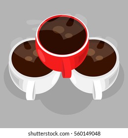 Three cups of coffee pyramid