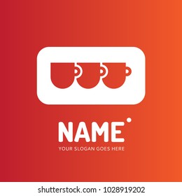 Three cups logotype. Vector template logo design. Business concept icon.