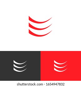 Three curve logo design concept. Business logomark illustration. Can representing fintech, restaurant, power.