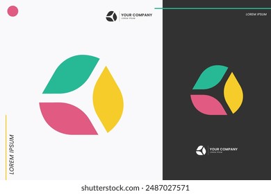 Modernidad que forma el logotipo de Three Curve Tech con el color minimalista para la identidad de la marca de inicio de negocios