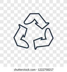Three Curved Arrows concept vector linear icon isolated on transparent background, Three Curved Arrows concept transparency concept in outline style