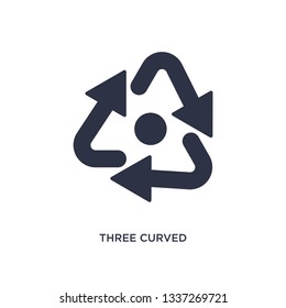 three curved arrows isolated icon. Simple element illustration from arrows concept. three curved arrows editable logo symbol design on white background. Can be use for web and mobile.