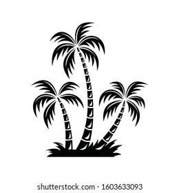 three curved coconut trees in a retro style