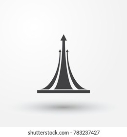 three curving arrows in black ascending market logo vector.