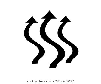 tres flechas curvadas apuntando hacia un fondo blanco