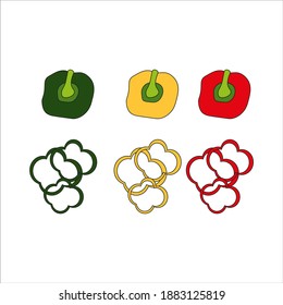 tres pimientos cortados, icono vector