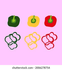 three cut peppers, vector icon