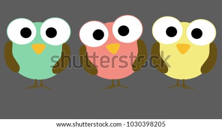 three cute birds, vector illutsration