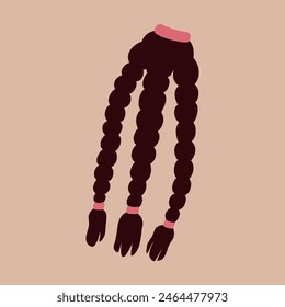 Three cute braids. Trendy hairstyles. Cartoon vector illustration.