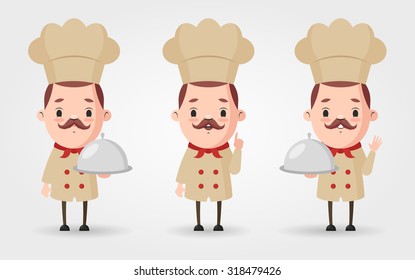 Three Cute Cartoon Cooks