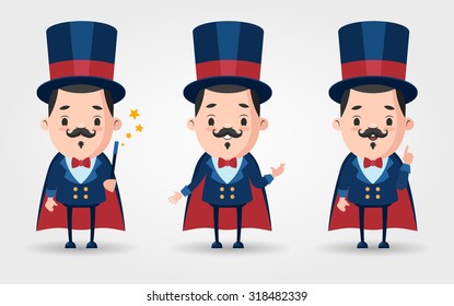 Three Cute Cartoon Magicians