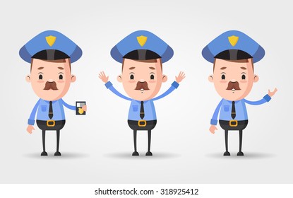Three Cute Cartoon Policemen