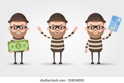 Three Cute Cartoon Thieves