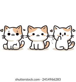 Three cute cat cartoon style