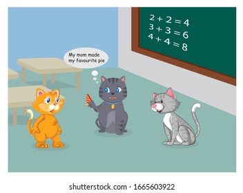 tres lindos gatos en clase