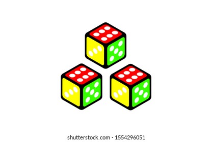 three cute colourful dice background