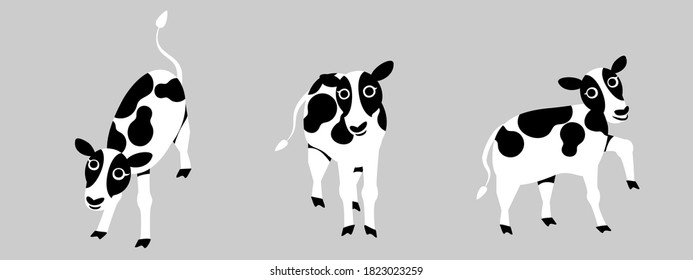 Three cute cows. Vector illustration.