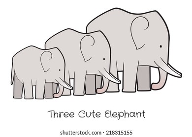 Three cute elephants vector