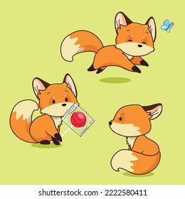 Three cute foxes vector cartoon